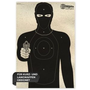 Criminal Target - Graspapier mit klar sichtbaren Einschusslöchern und blendfreier Oberfläche