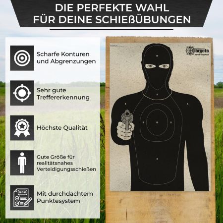 Criminal Target - Graspapier mit klar sichtbaren Einschusslöchern und blendfreier Oberfläche - Image 4