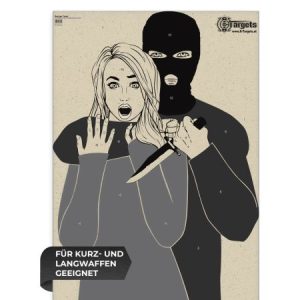 Hostage Target - Graspapier mit klar sichtbaren Einschusslöchern und blendfreier Oberfläche