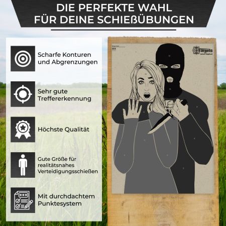 Hostage Target - Graspapier mit klar sichtbaren Einschusslöchern und blendfreier Oberfläche - Image 3