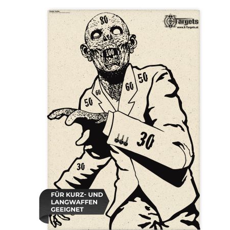 Zombie Snobby - Graspapier mit klar sichtbaren Einschusslöchern und blendfreier Oberfläche